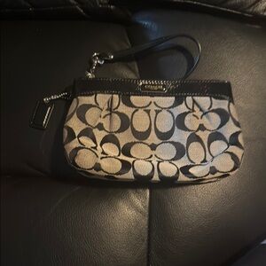 Coach Black and Cream Clutch with Signature Monogram